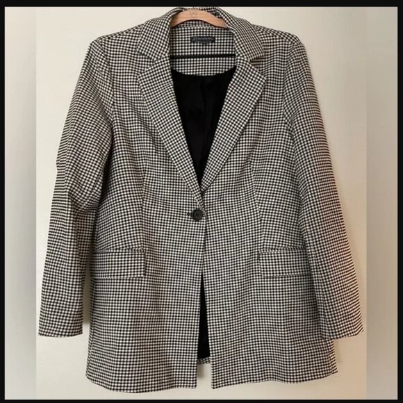 Adrianna Papell Houndstooth One-Button Blazer Jacket Black & White – XL - Picture 1 of 4